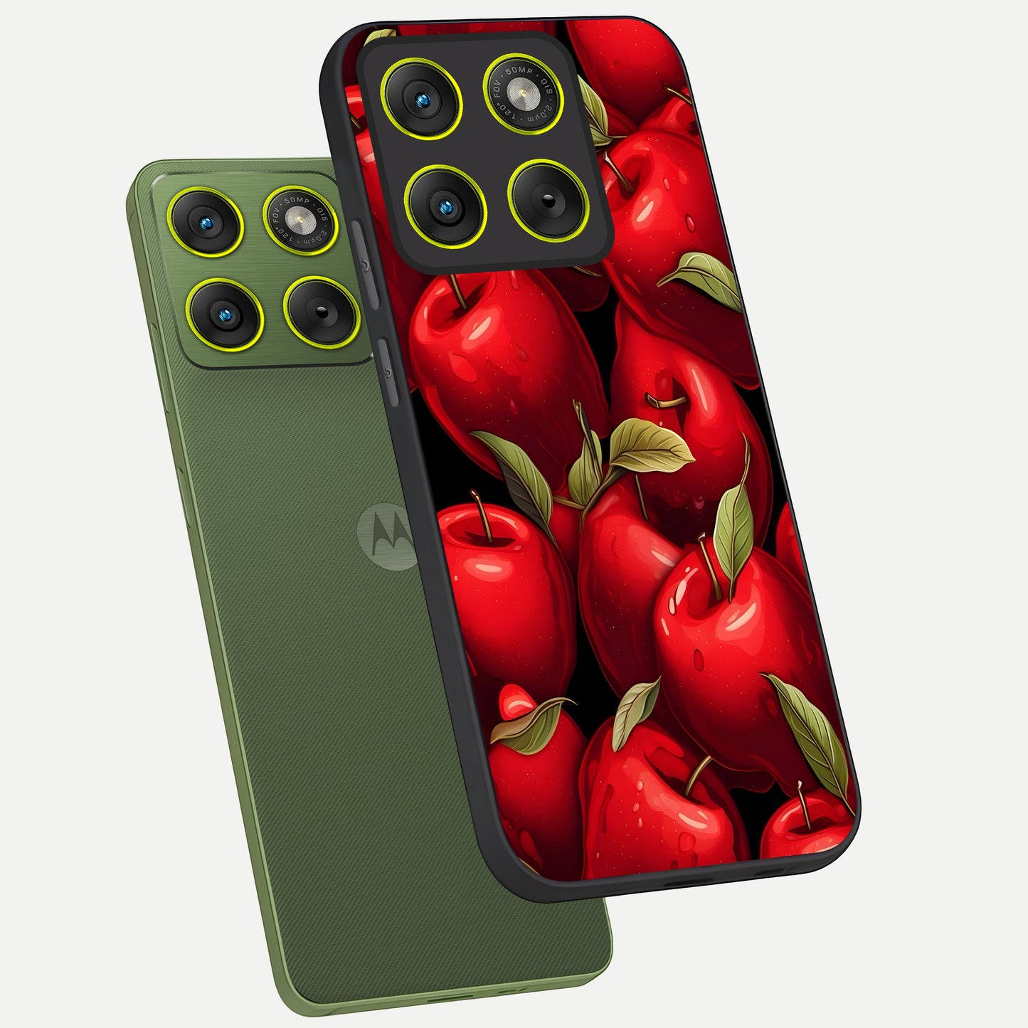  Apple Pattern phone case For Moto Edge 70 showing premium glass back cover with detailed artwork