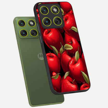  Apple Pattern phone case For Moto Edge 70 showing premium glass back cover with detailed artwork