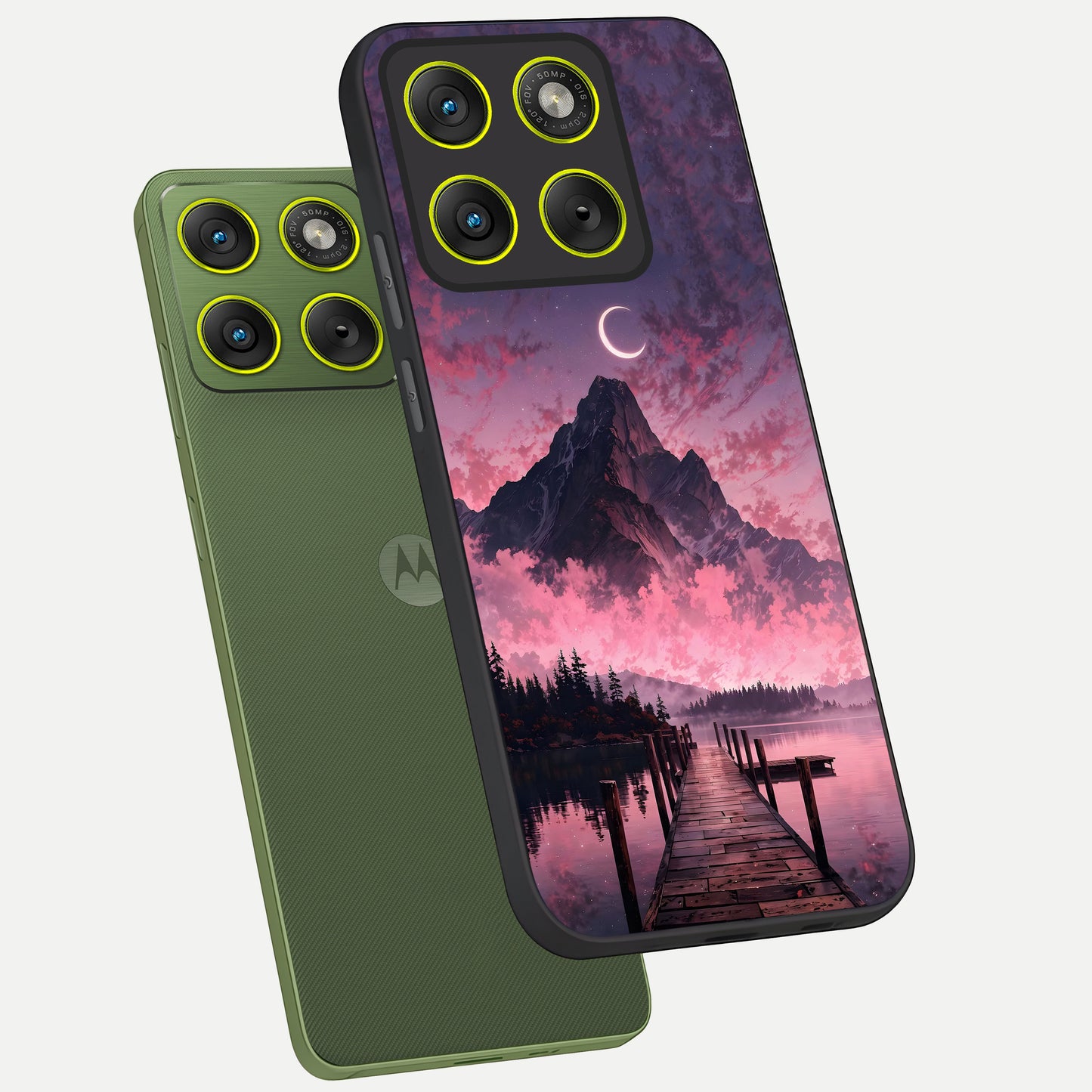  Beautiful Mountain View phone case For Moto Edge 70 showing premium glass back cover with detailed artwork