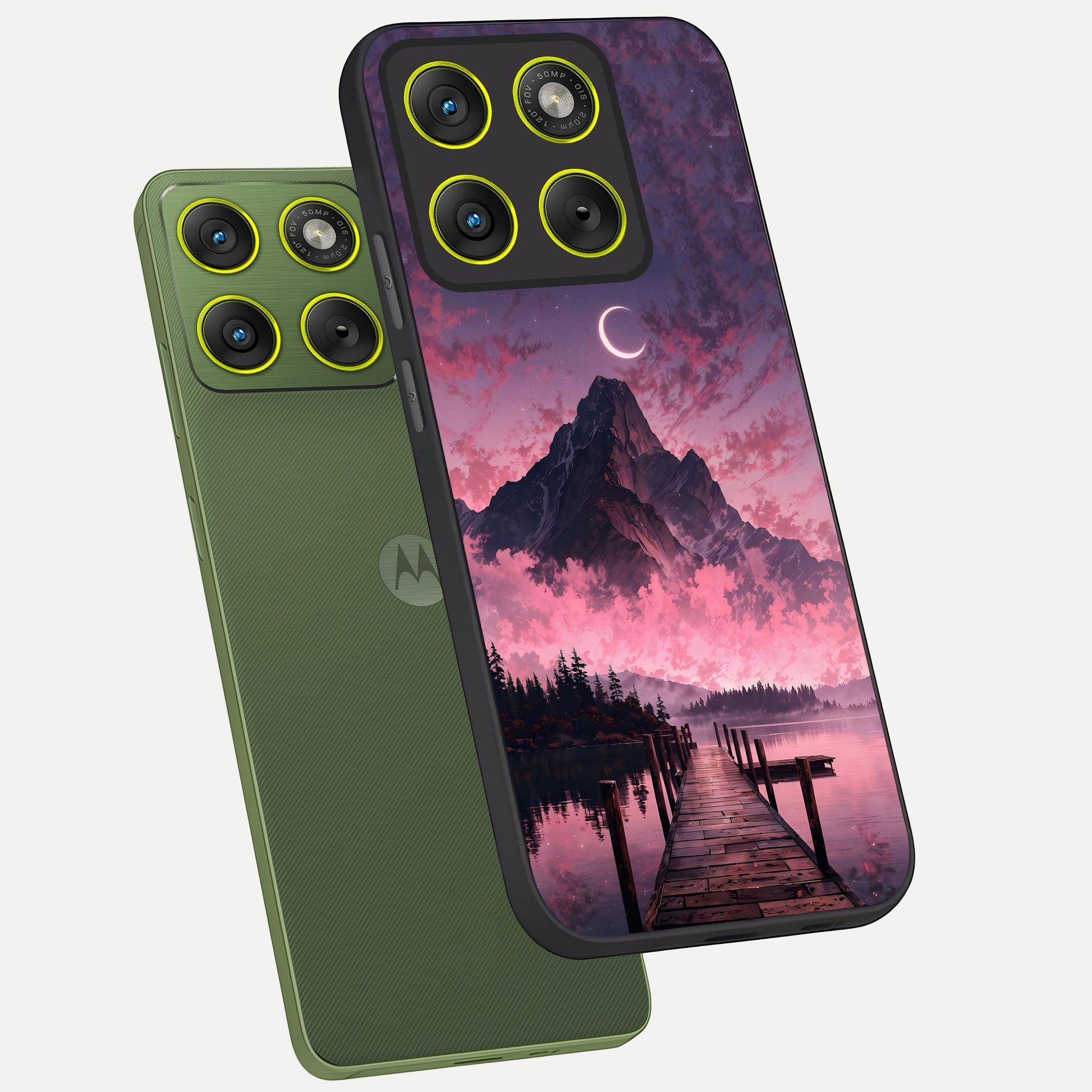  Beautiful Mountain View phone case For Moto Edge 70 showing premium glass back cover with detailed artwork