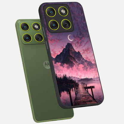  Beautiful Mountain View phone case For Moto Edge 70 showing premium glass back cover with detailed artwork