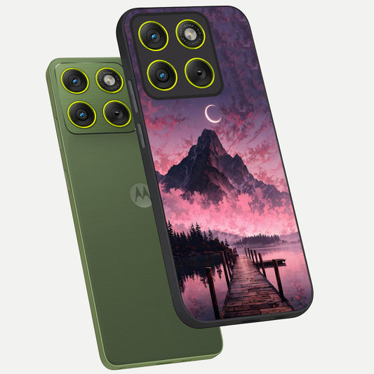  Beautiful Mountain View phone case For Moto Edge 70 showing premium glass back cover with detailed artwork