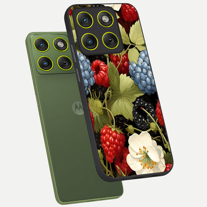  Berry Bloom Charm phone case For Moto Edge 70 showing premium glass back cover with detailed artwork