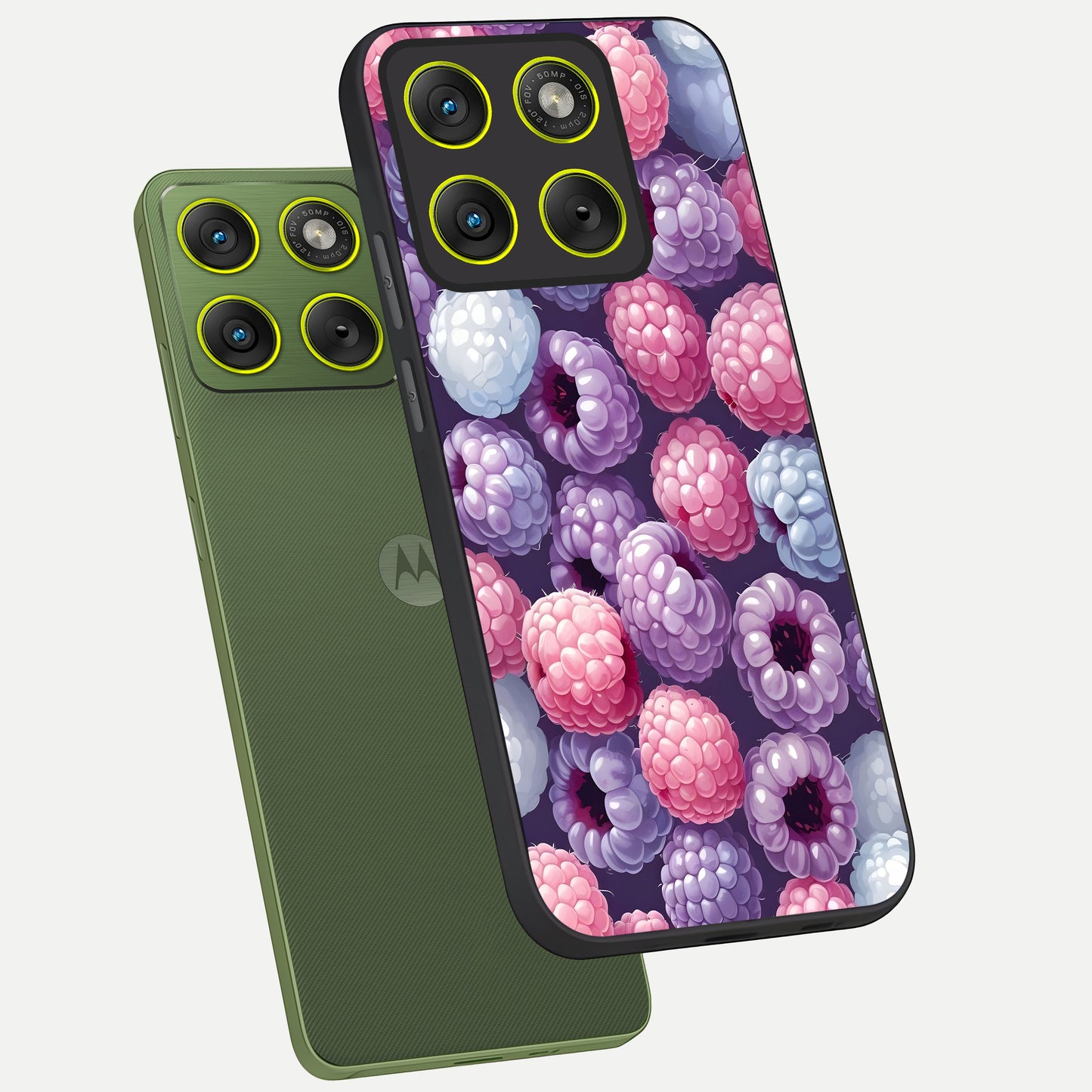  Berry Candy Pop phone case For Moto Edge 70 showing premium glass back cover with detailed artwork