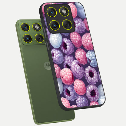  Berry Candy Pop phone case For Moto Edge 70 showing premium glass back cover with detailed artwork