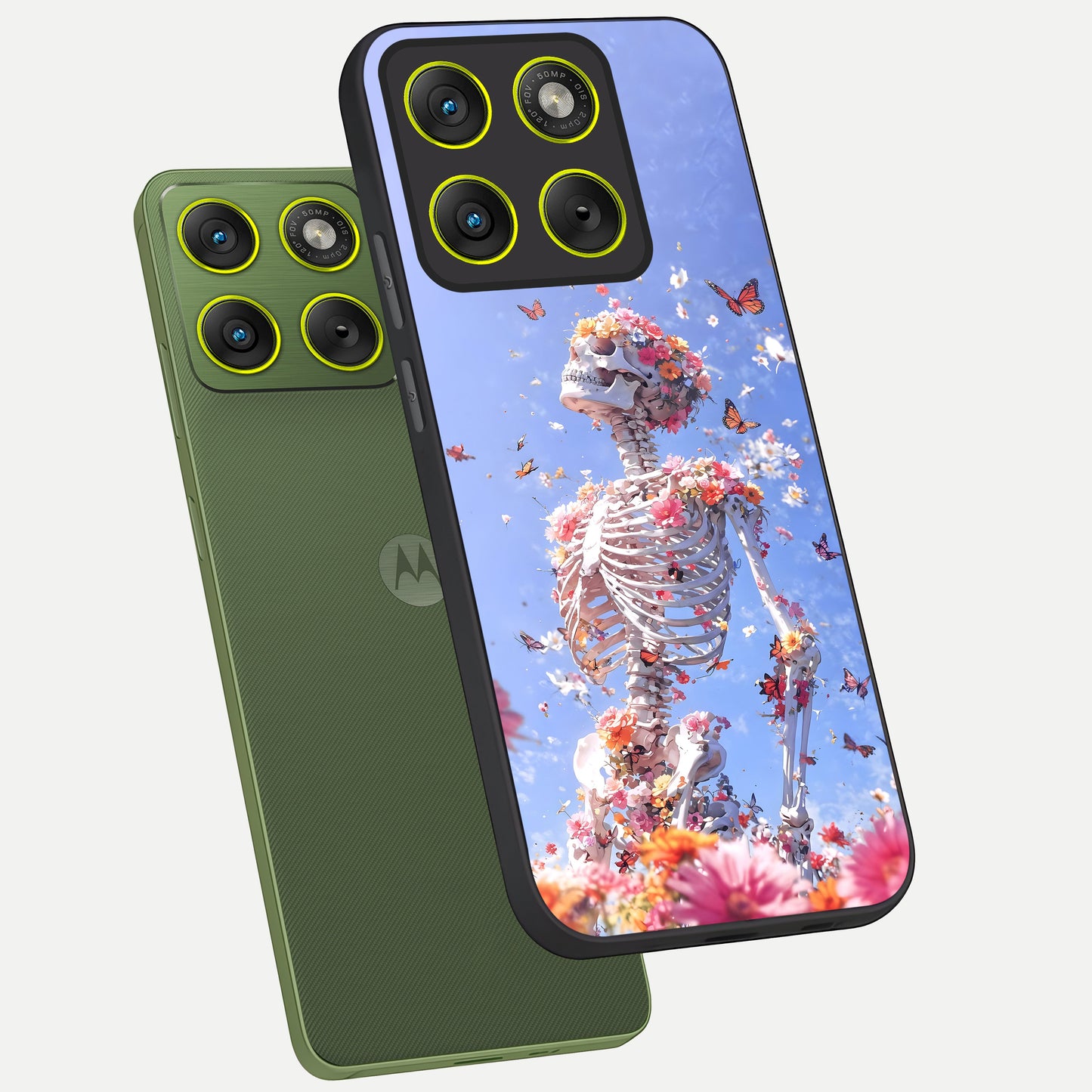  Bloom Beyond Bones phone case For Moto Edge 70 showing premium glass back cover with detailed artwork