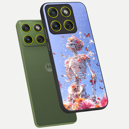  Bloom Beyond Bones phone case For Moto Edge 70 showing premium glass back cover with detailed artwork