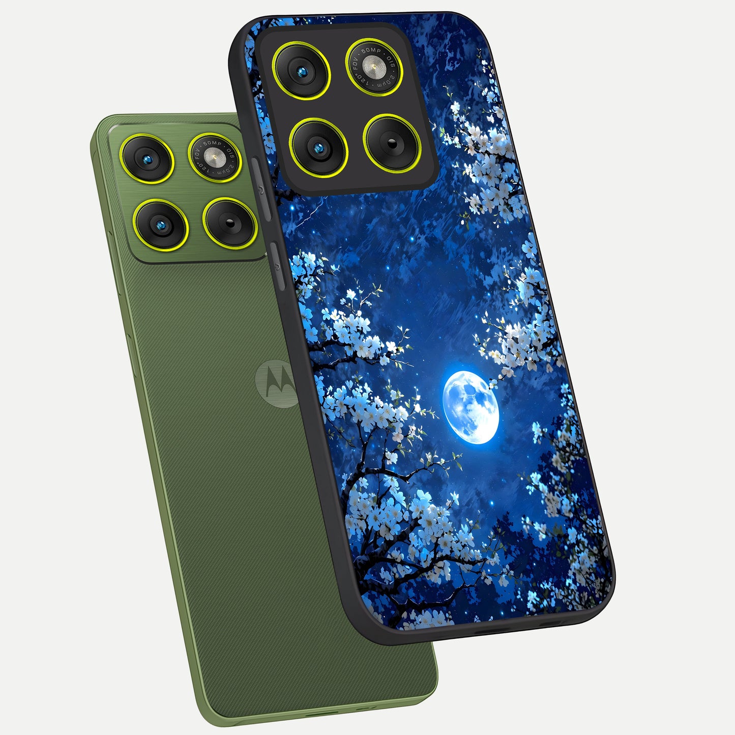  Blossom Moonlight Sky phone case For Moto Edge 70 showing premium glass back cover with detailed artwork