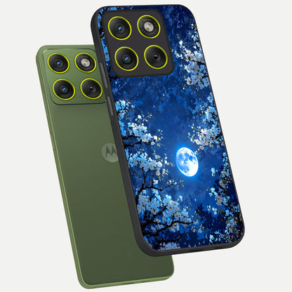  Blossom Moonlight Sky phone case For Moto Edge 70 showing premium glass back cover with detailed artwork