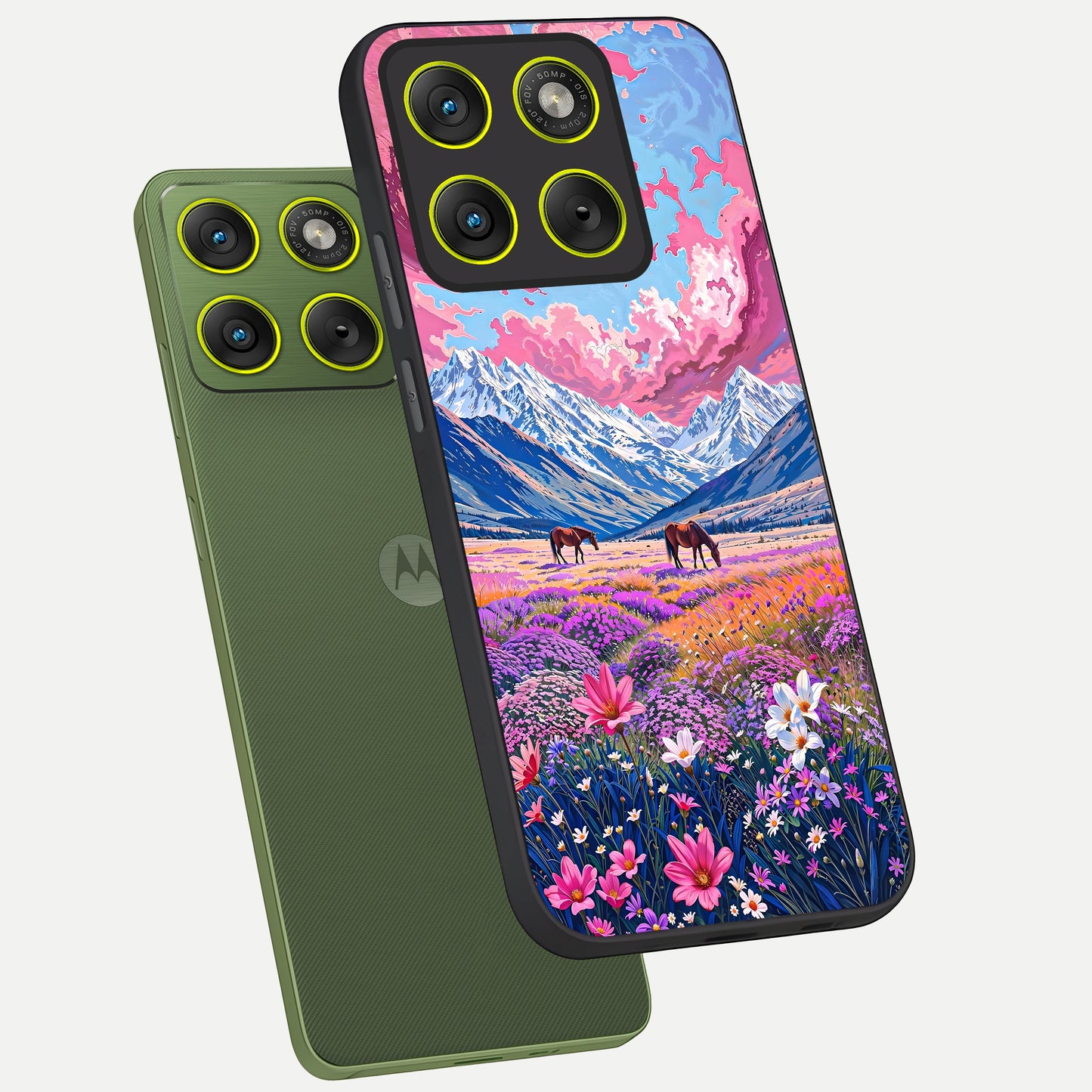  Blossom Valley Dream phone case For Moto Edge 70 showing premium glass back cover with detailed artwork