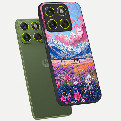  Blossom Valley Dream phone case For Moto Edge 70 showing premium glass back cover with detailed artwork