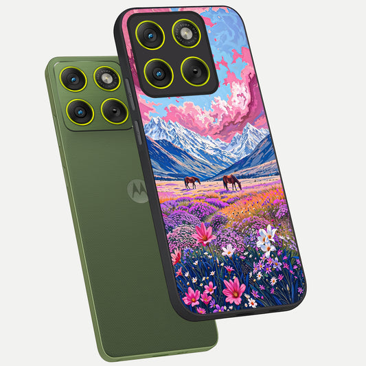  Blossom Valley Dream phone case For Moto Edge 70 showing premium glass back cover with detailed artwork