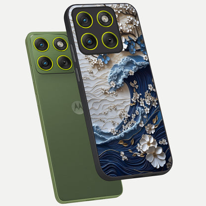  Blossom Wave Art phone case For Moto Edge 70 showing premium glass back cover with detailed artwork