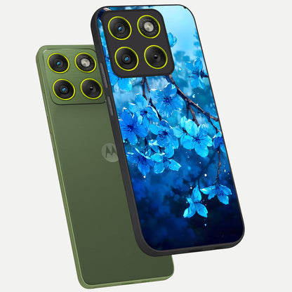  Blue Blossoms Branch phone case For Moto Edge 70 showing premium glass back cover with detailed artwork