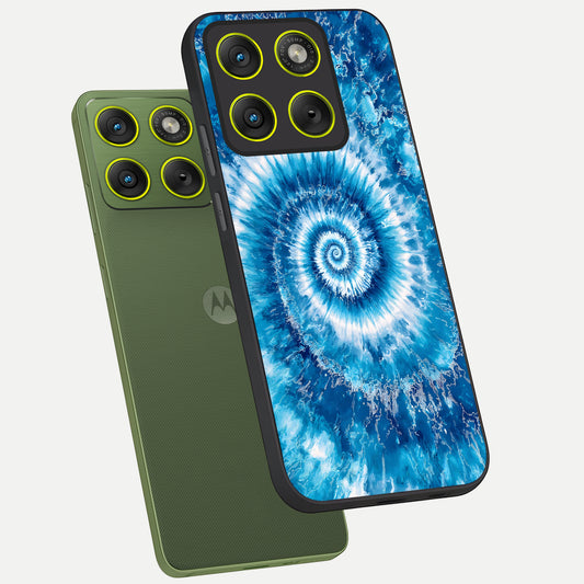  Blue Galaxy Wave phone case For Moto Edge 70 showing premium glass back cover with detailed artwork