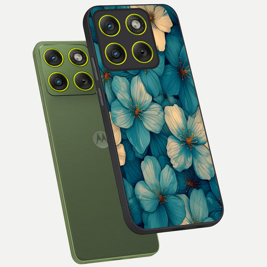  Blue Shade Floral phone case For Moto Edge 70 showing premium glass back cover with detailed artwork
