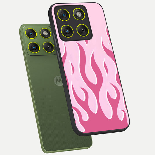  Blush Flame Energy phone case For Moto Edge 70 showing premium glass back cover with detailed artwork