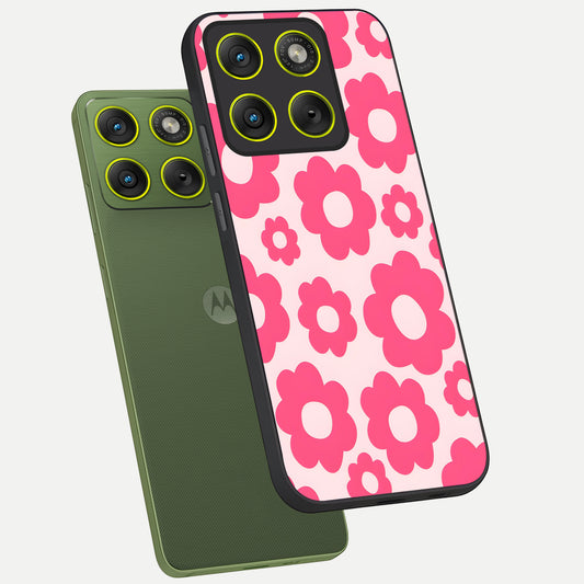  Blush Flower Pop phone case For Moto Edge 70 showing premium glass back cover with detailed artwork