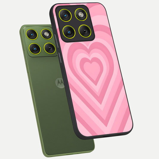  Blush Heart Waves phone case For Moto Edge 70 showing premium glass back cover with detailed artwork