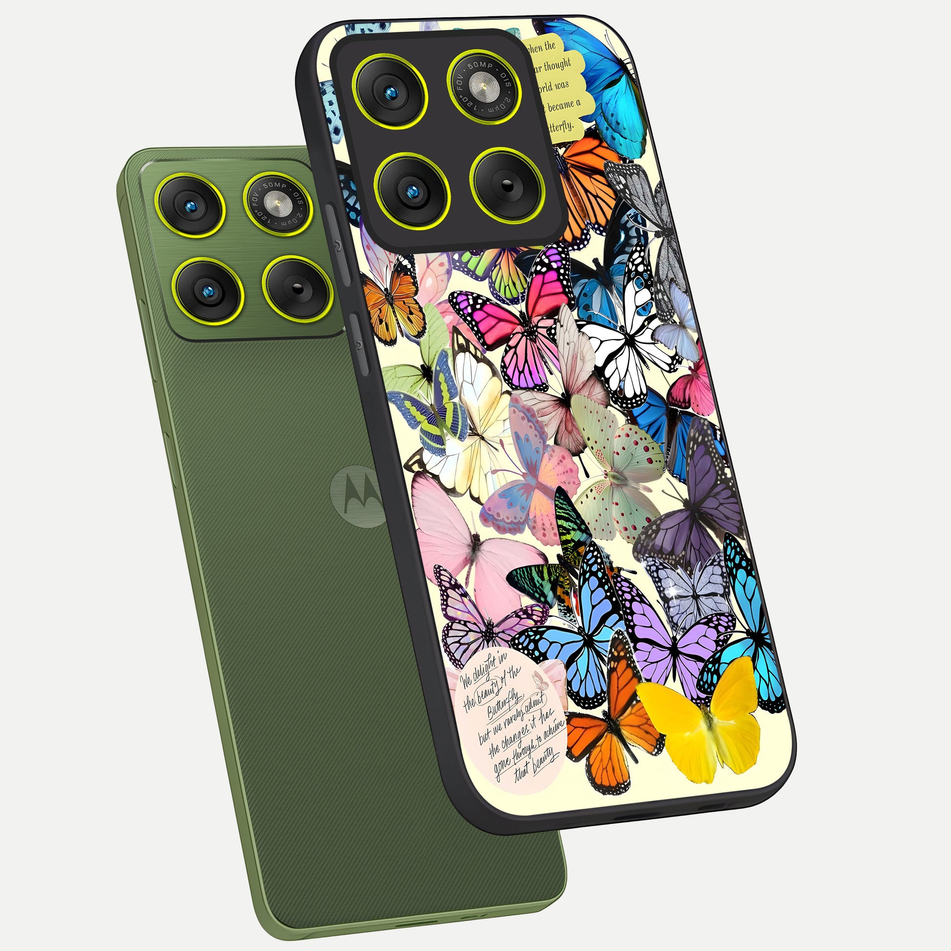  Butterflies Petal Dream phone case For Moto Edge 70 showing premium glass back cover with detailed artwork