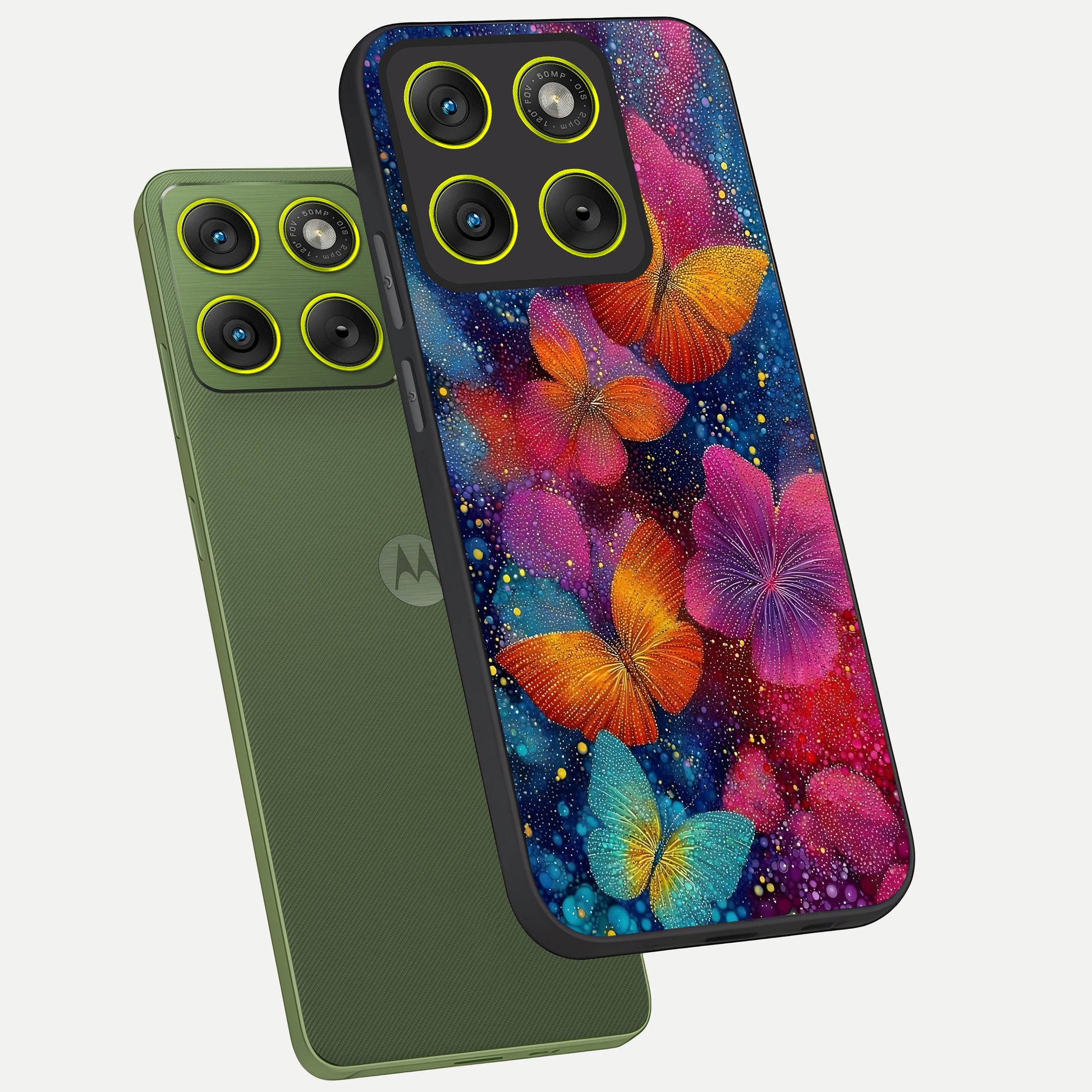  Butterfly Dream Mist phone case For Moto Edge 70 showing premium glass back cover with detailed artwork