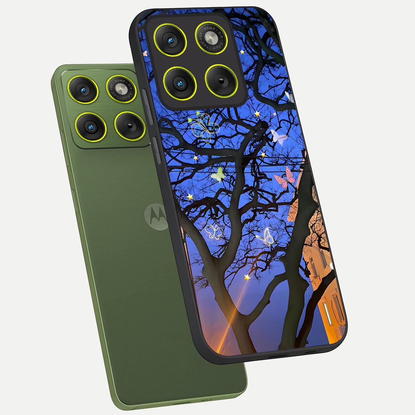  Butterfly Night Magic phone case For Moto Edge 70 showing premium glass back cover with detailed artwork