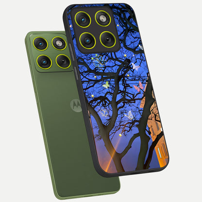  Butterfly Night Magic phone case For Moto Edge 70 showing premium glass back cover with detailed artwork
