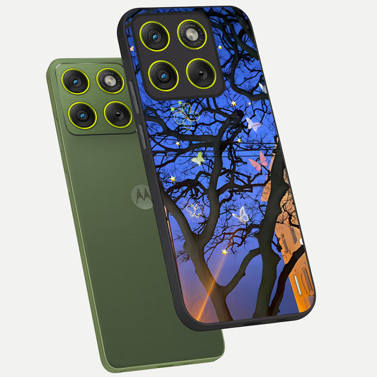  Butterfly Night Magic phone case For Moto Edge 70 showing premium glass back cover with detailed artwork