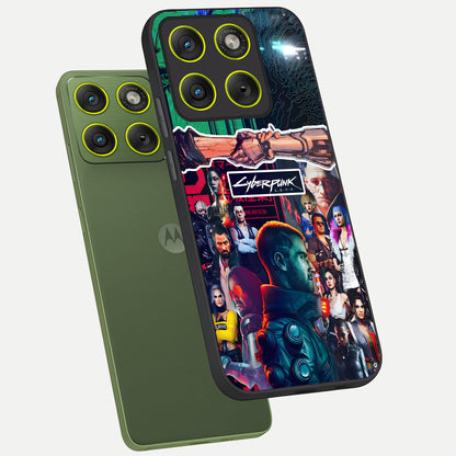  CYBERPUNK Legacy phone case For Moto Edge 70 showing premium glass back cover with detailed artwork