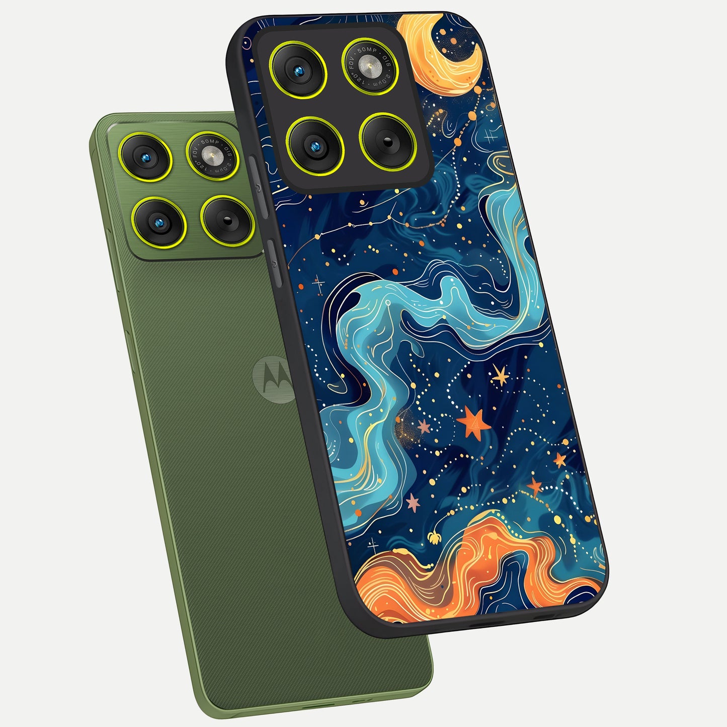  Celestial Dream Flow phone case For Moto Edge 70 showing premium glass back cover with detailed artwork
