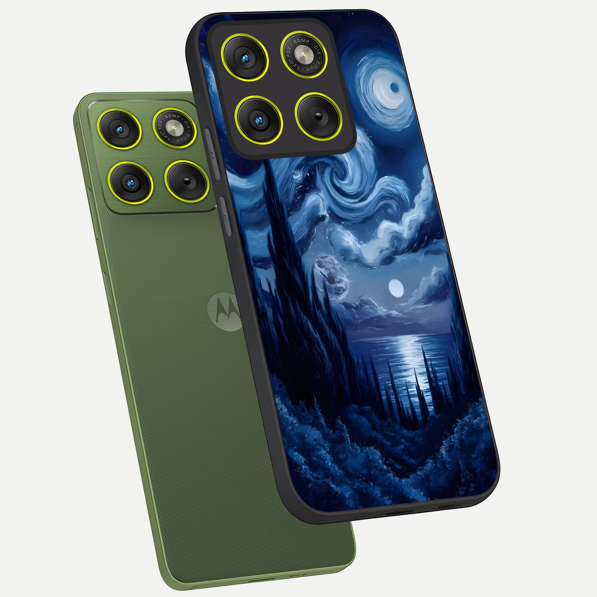  Celestial Dream Van Gogh phone case For Moto Edge 70 showing premium glass back cover with detailed artwork