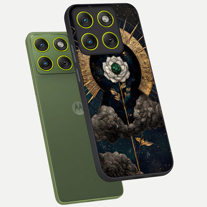  Celestial Lotus Morang phone case For Moto Edge 70 showing premium glass back cover with detailed artwork