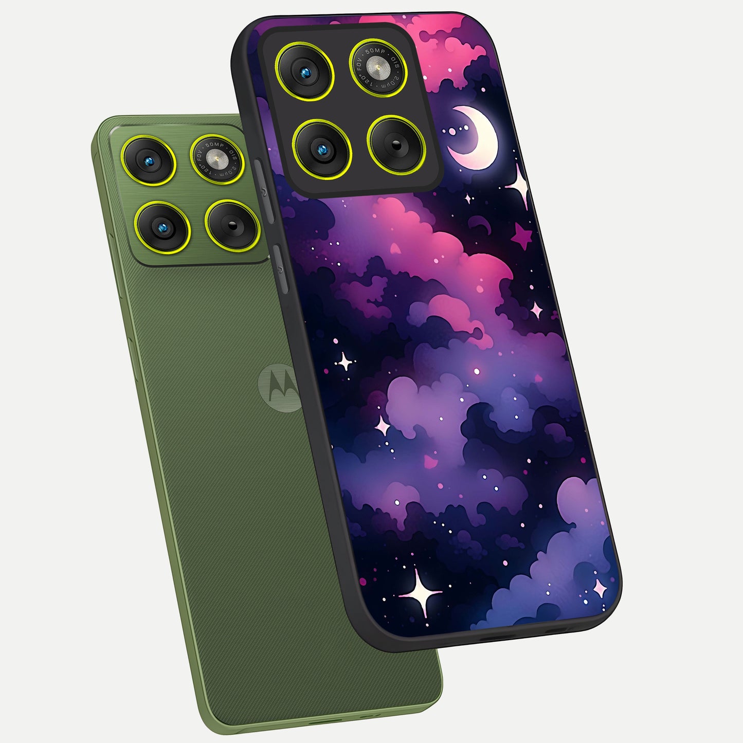  Celestial Moon Magic phone case For Moto Edge 70 showing premium glass back cover with detailed artwork