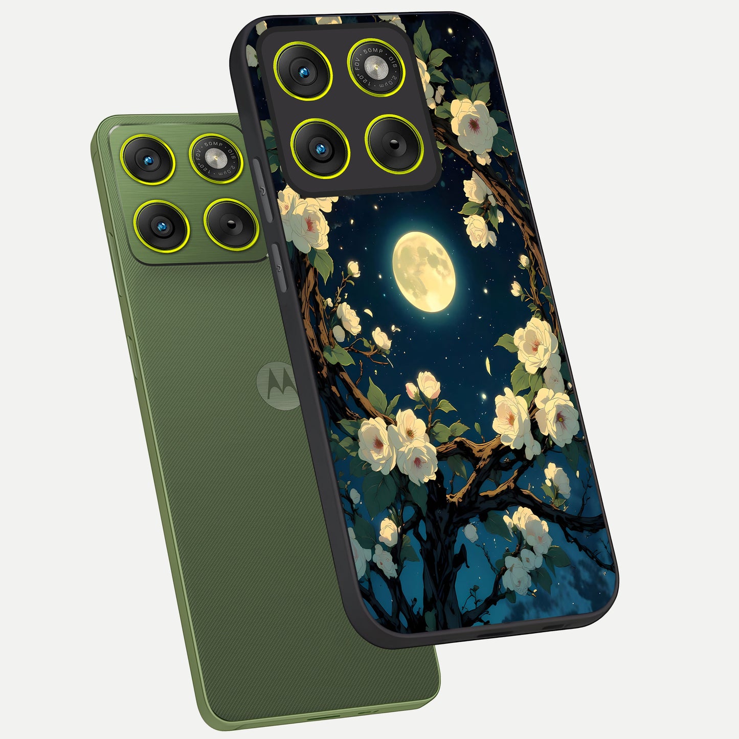  Celestial Moon And Flower phone case For Moto Edge 70 showing premium glass back cover with detailed artwork