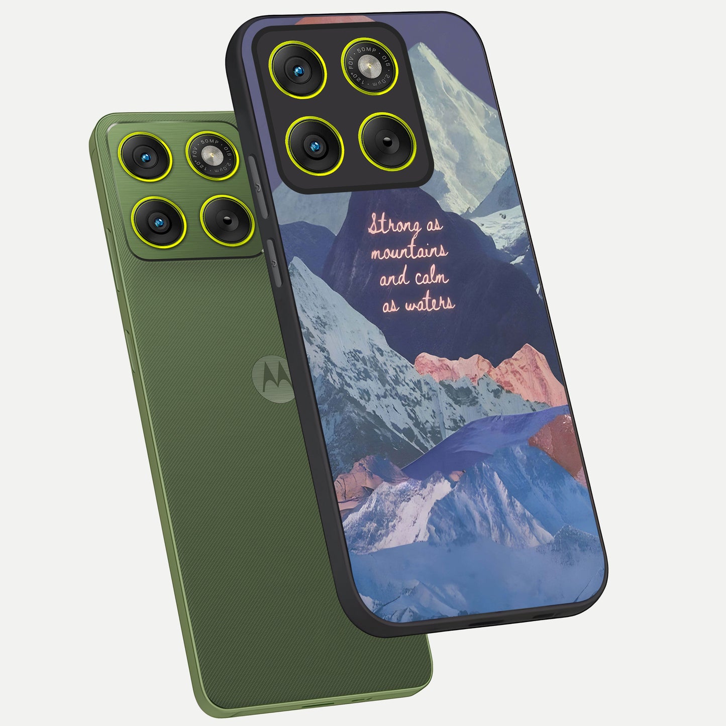  Celestial Mountain Calm phone case For Moto Edge 70 showing premium glass back cover with detailed artwork