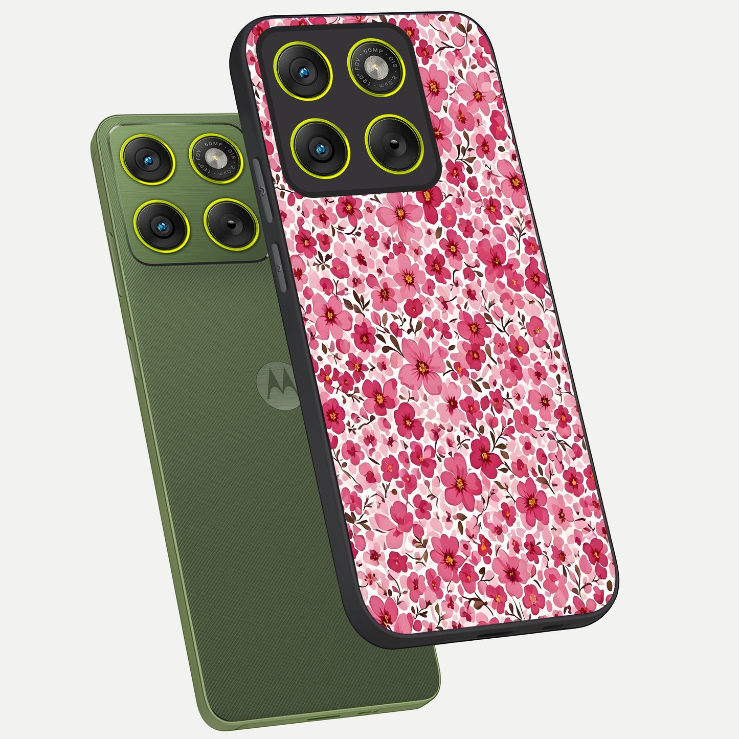  Cherry Blossom Charm phone case For Moto Edge 70 showing premium glass back cover with detailed artwork