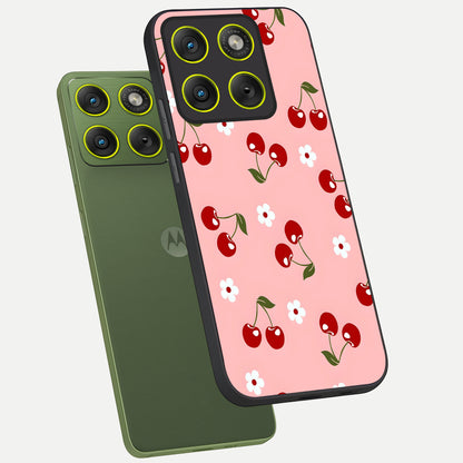  Cherry Love Mood phone case For Moto Edge 70 showing premium glass back cover with detailed artwork