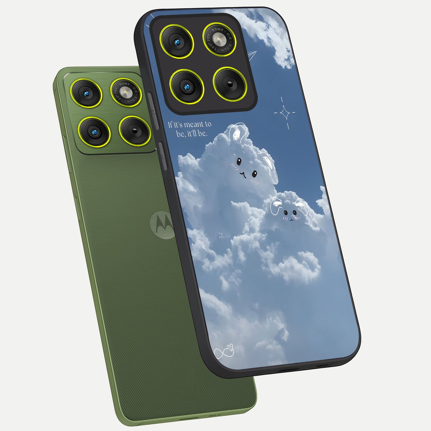  Cloud Bunny Dreams phone case For Moto Edge 70 showing premium glass back cover with detailed artwork