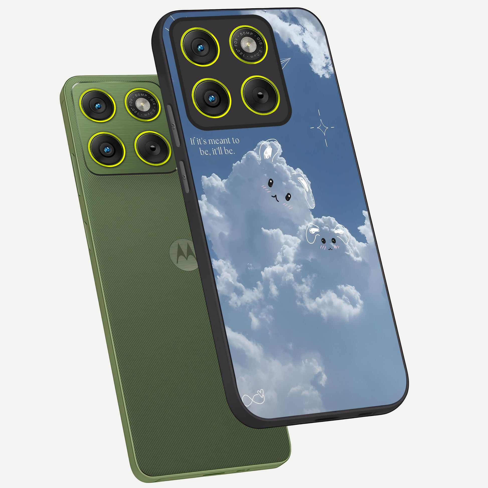  Cloud Bunny Dreams phone case For Moto Edge 70 showing premium glass back cover with detailed artwork