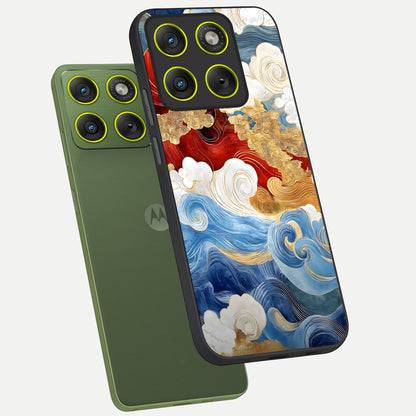 Colored Waves phone case For Moto Edge 70 showing premium glass back cover with detailed artwork