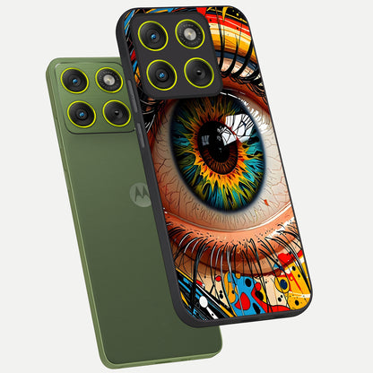  Colorful Eye phone case For Moto Edge 70 showing premium glass back cover with detailed artwork
