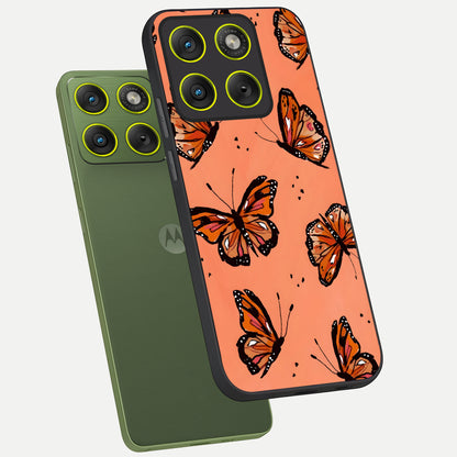  Coral Wing Butterfly phone case For Moto Edge 70 showing premium glass back cover with detailed artwork