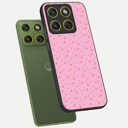  Cosmic Pink Sparkle phone case For Moto Edge 70 showing premium glass back cover with detailed artwork