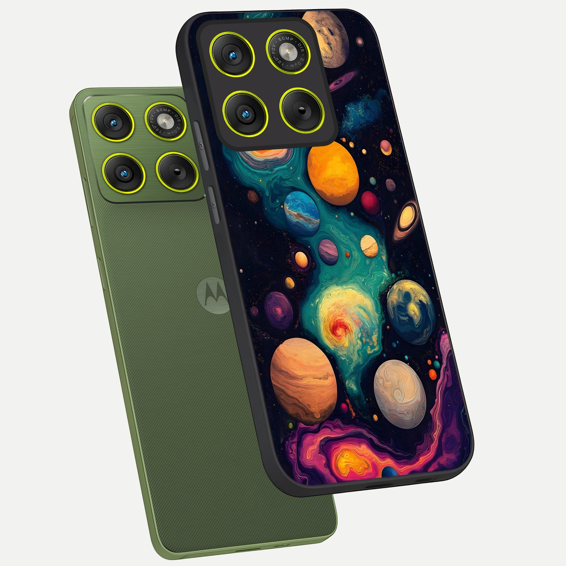  Cosmic Planet Journey phone case For Moto Edge 70 showing premium glass back cover with detailed artwork