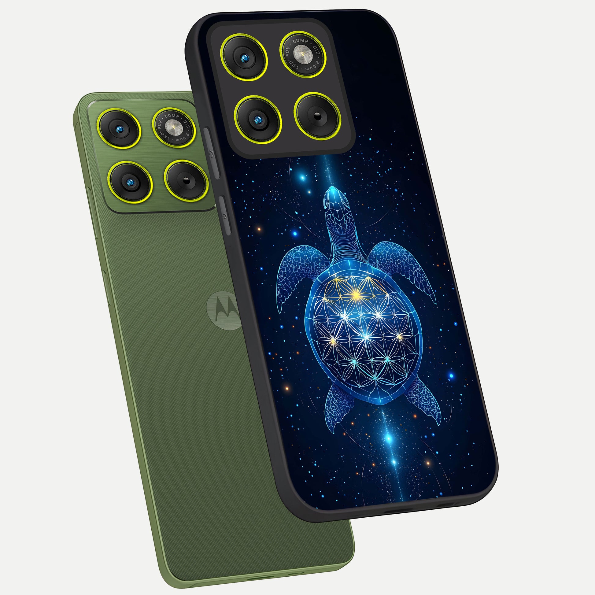  Crimson Blue Turtle phone case For Moto Edge 70 showing premium glass back cover with detailed artwork