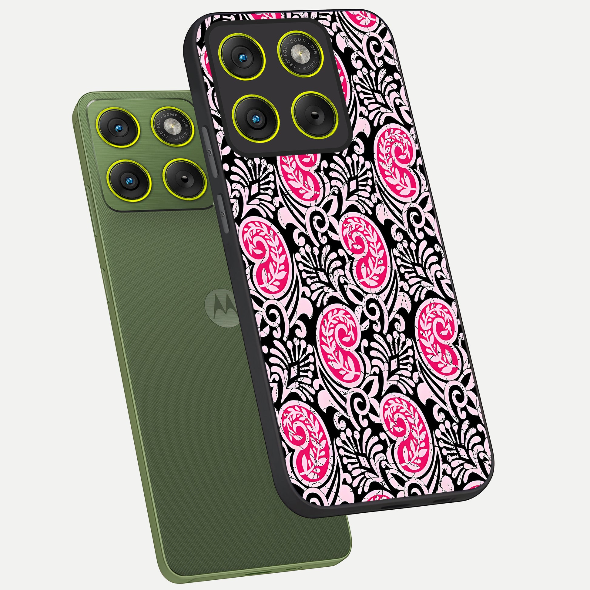  Crimson Paisley Charm phone case For Moto Edge 70 showing premium glass back cover with detailed artwork