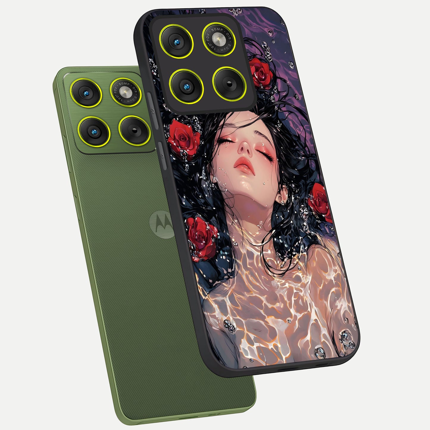  Crimson Rose Serenity phone case For Moto Edge 70 showing premium glass back cover with detailed artwork