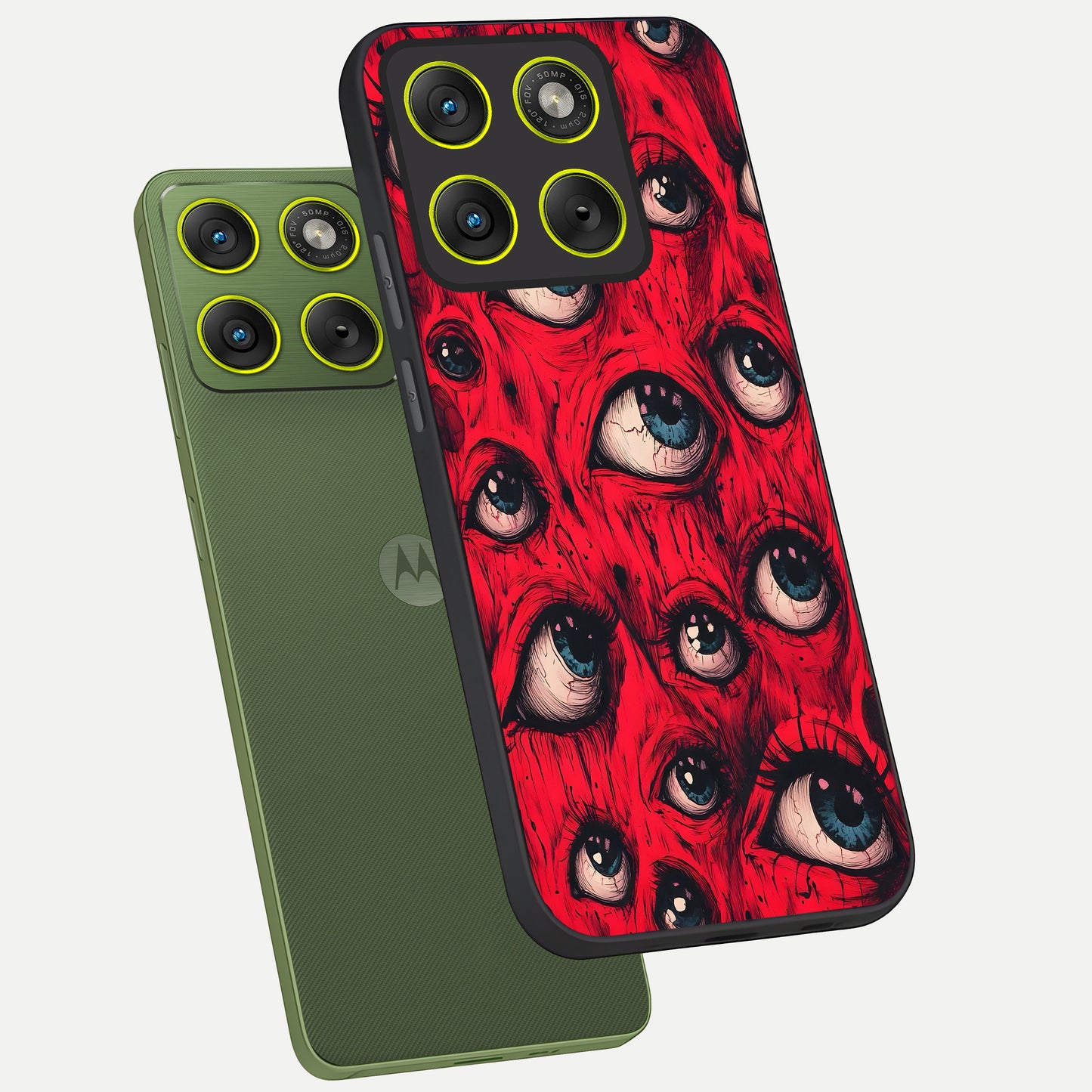  Crimson Watch Eyes phone case For Moto Edge 70 showing premium glass back cover with detailed artwork