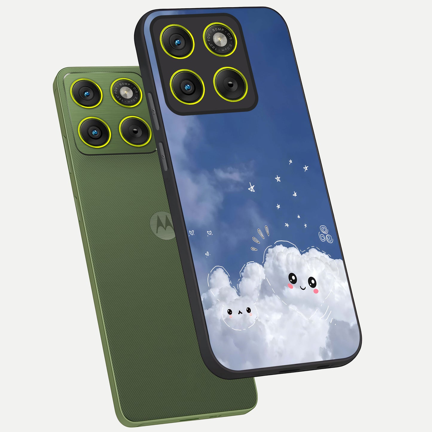  Cute Blossom Cloud phone case For Moto Edge 70 showing premium glass back cover with detailed artwork