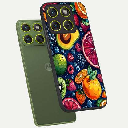  Cute Fruits Art phone case For Moto Edge 70 showing premium glass back cover with detailed artwork